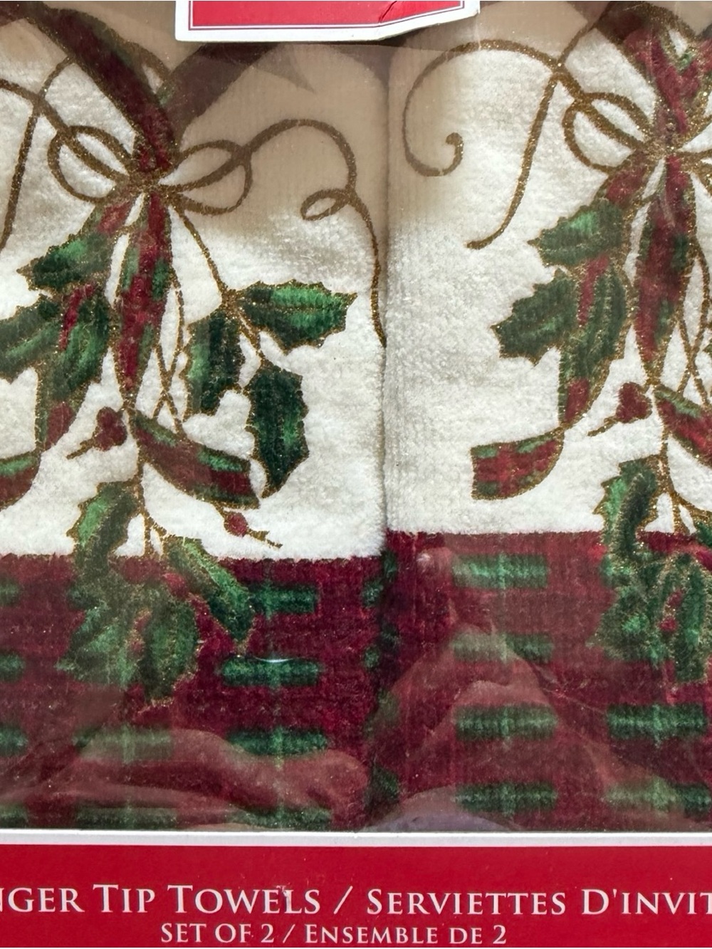 Lenox Set of 2 Holiday Nouveau Finger Tip Towels Traditional Christmas - Picture 7 of 8